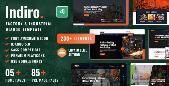 Indiro - Factory and Industry Bootstrap Django Template - Business Corporate