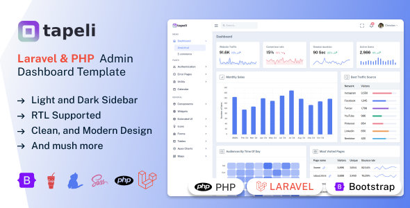 Tapeli - Laravel & PHP Admin Dashboard Template - Admin Templates Site Templates