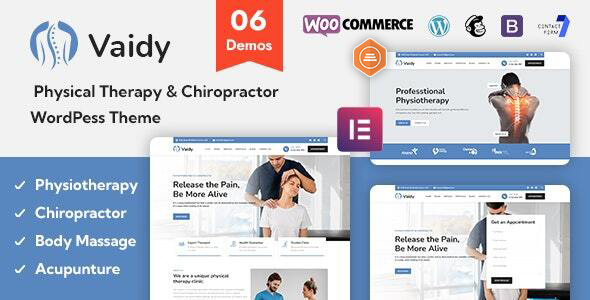 Vaidy - Physical Therapy & Chiropractor WordPress Theme - Health & Beauty Retail