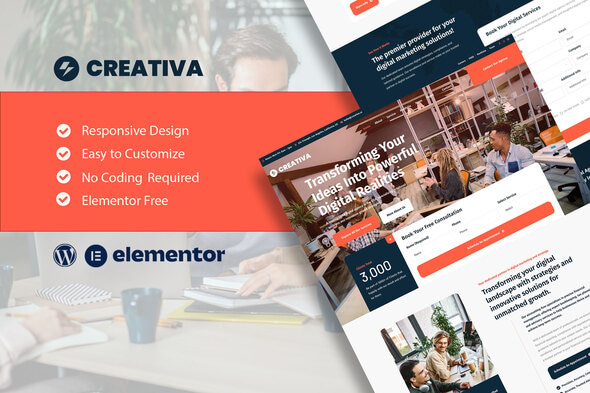 Creativa - Digital Agency Elementor Template Kit - Business & Services Elementor