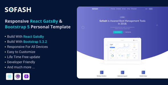Sofash - SaaS & Software React GatsBy Landing Page - Software Technology
