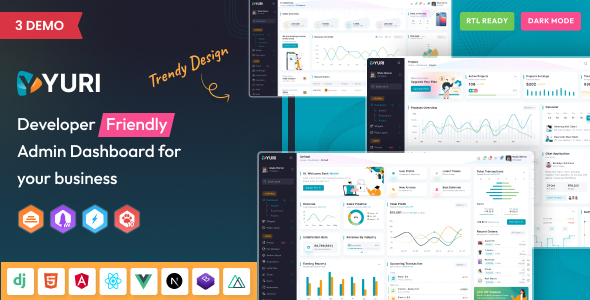 Yuri- HTML, React, Angular,Django,Vue Nuxt & Next Js Admin Dashboard ...