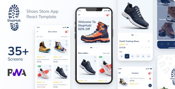 StepHub - Shoes Store & eCommerce React Mobile App | PWA with Laravel Backend - Mobile Site Templates