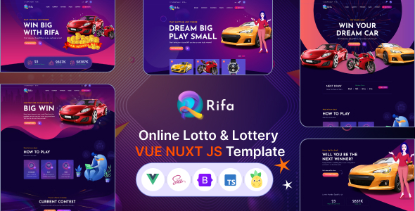 Rifa - Online Lotto & Lottery Vue Nuxt JS Template - Business Corporate