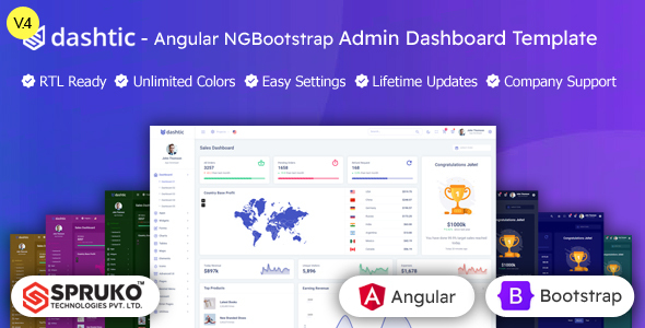 Dashtic - Angular NgBootstrap Admin Dashboard Template - Admin Templates Site Templates