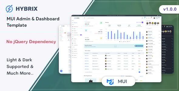Hybrix - Material UI & React Admin & Dashboard Template - Admin Templates Site Templates