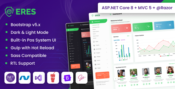 ERES – ASP.NET Core & MVC Hospital Admin Dashboard Template - Admin Templates Site Templates