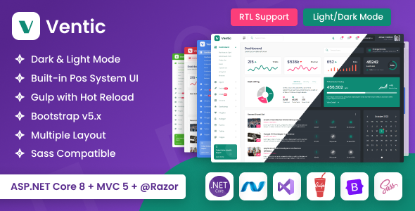 Ventic – ASP.NET Core & MVC Bootstrap Admin Dashboard Template - Admin Templates Site Templates