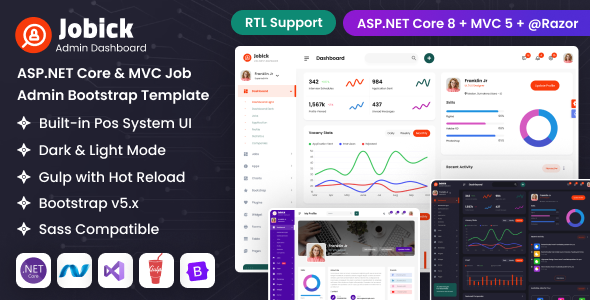 Jobick - ASP.NET Core & MVC Job Admin Dashboard Template - Admin Templates Site Templates