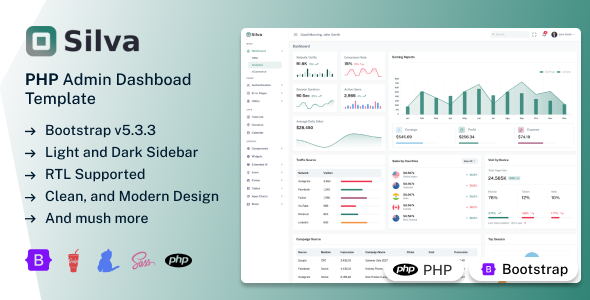 Silva - PHP Admin & Dashboard Template - Admin Templates Site Templates