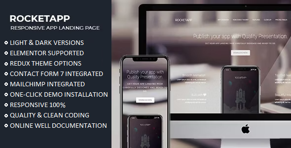 Rocket App - Responsive App Landing WordPress Theme - Software Technology