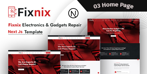 Fixnix - Electronics & Gadgets Repair React Next Js Template - Electronics Technology