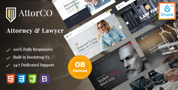 AttorCO - Attorney & Lawyers Drupal 11 Theme - Business Corporate
