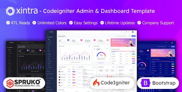 Xintra - Codeigniter Admin & Dashboard Template - Admin Templates Site Templates