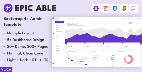 Epic Able - Bootstrap 4x Admin Dashboard Template and ui kit - Admin Templates Site Templates