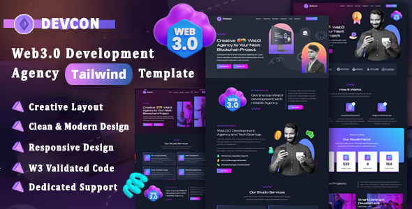 Devcon - Web3 Development Agency TailwindCss Template - Technology Site Templates
