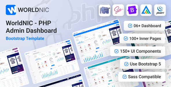 Worldnic - PHP Admin Dashboard Bootstrap Template - Admin Templates Site Templates