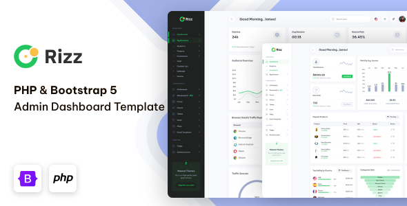 Rizz - PHP Admin & Dashboard Template by Mannat-Themes | ThemeForest