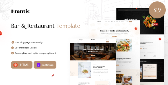 KRANTIC- Bar & Restaurant HTML5 Template - Restaurants & Cafes Entertainment