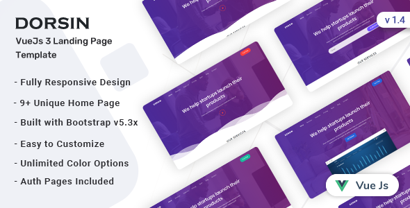 Dorsin - VueJs Landing Page Template - Corporate Site Templates