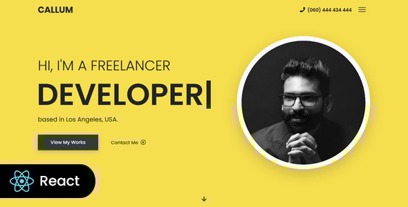Callum - Personal Portfolio React Template - Virtual Business Card Personal