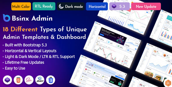 Bsinx - Ultimate Bootstrap Admin Dashboard Template - Admin Templates Site Templates
