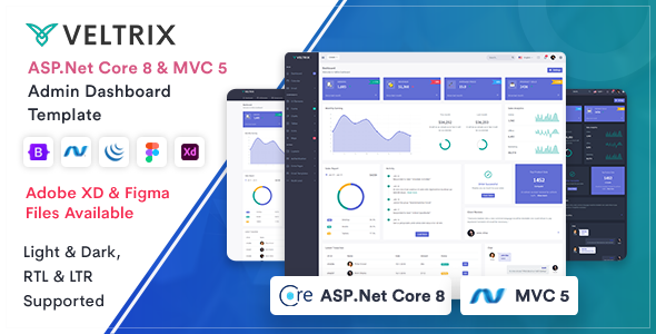 Veltrix - ASP.Net Core 8 & MVC5 Admin Dashboard Template - Admin Templates Site Templates