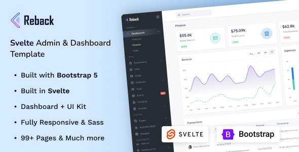 Reback - Svelte Admin & Dashboard Template - Admin Templates Site Templates