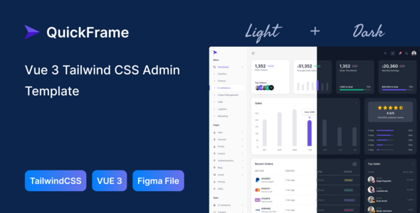 QuickFrame - Vue Admin & Dashboard Template - Admin Templates Site Templates
