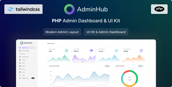 AdminHub- PHP Tailwind Admin & Dashboard Template - Admin Templates Site Templates