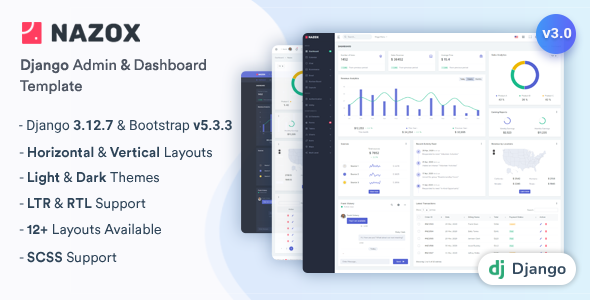 Nazox - Django Admin & Dashboard Template - Admin Templates Site Templates