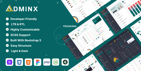 AdminX Bootstrap, PHP, Django, NodeJs & Figma Premium Admin Dashboard Template - Admin Templates Site Templates