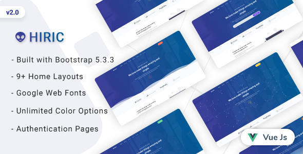Hiric - VueJs Landing Page Template - Corporate Site Templates