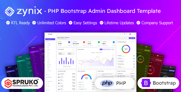 Zynix - PHP Bootstrap Admin Responsive Dashboard Template - Admin Templates Site Templates