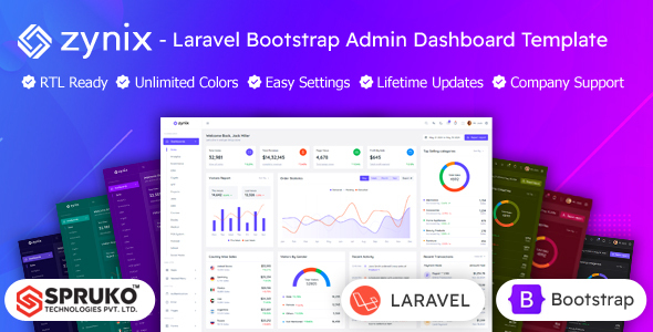 Zynix - Bootstrap Laravel Admin Panel Template - Admin Templates Site Templates