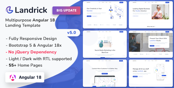 Landrick - Angular 18 Landing Page Template - Technology Site Templates