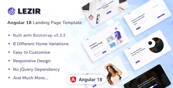 Lezir - Angular 18 Landing Page Template - Corporate Site Templates