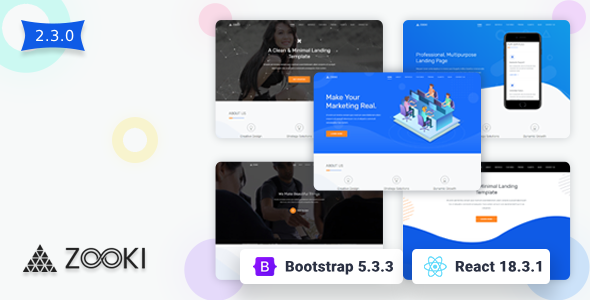 Zooki - ReactJs Landing Page Template - Corporate Site Templates