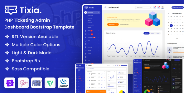 Tixia - PHP Ticketing Admin Dashboard Bootstrap Template - Admin Templates Site Templates
