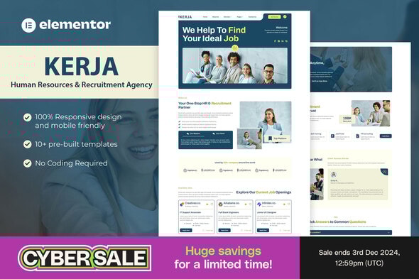 Kerja - Human Resources & Recruitment Agency Elementor Template