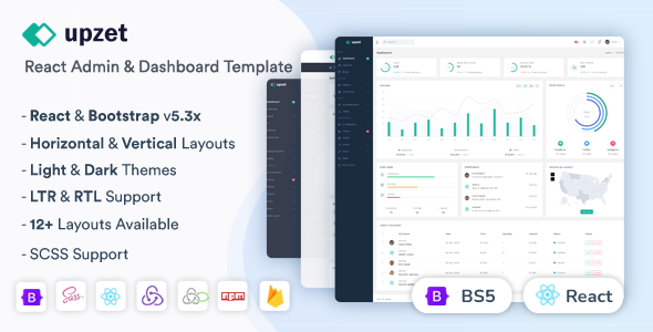 Upzet - React Admin & Dashboard Template - Admin Templates Site Templates