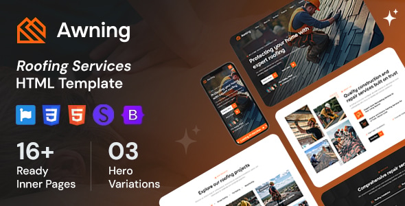 Awning - Roofing Services HTML Template - Business Corporate