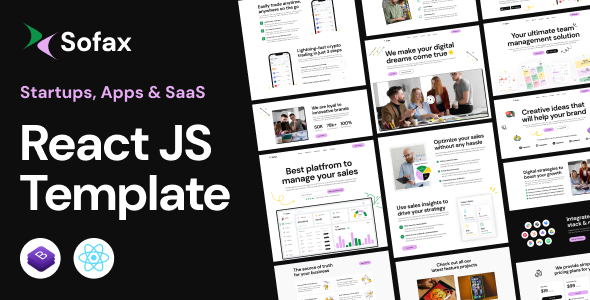 Sofax – Saas Startup React Js Template - Technology Site Templates