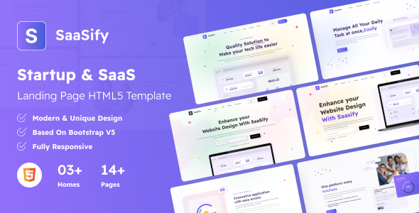 Saasify - Startup & SaaS Landing Page HTML5 Template - Marketing Corporate