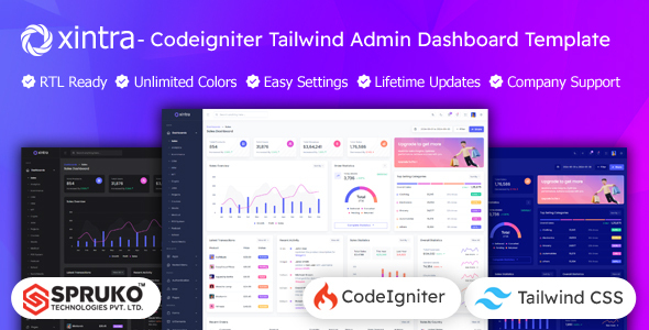 Xintra - Codeigniter Tailwind CSS Web Admin Panel Template - Admin Templates Site Templates