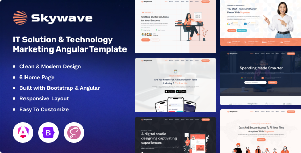 Skywave - IT Solution & Technology Marketing Angular Template - Technology Site Templates