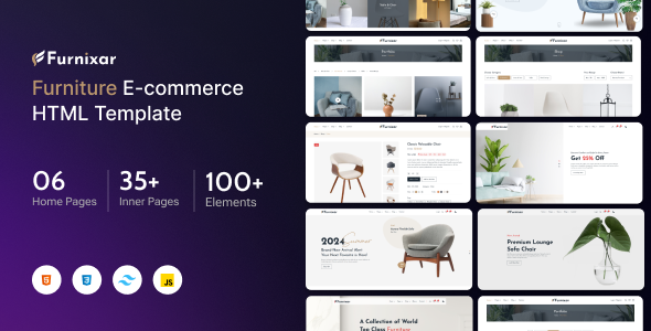 Furnixar - eCommerce HTML Template + TailwindCSS - Shopping Retail