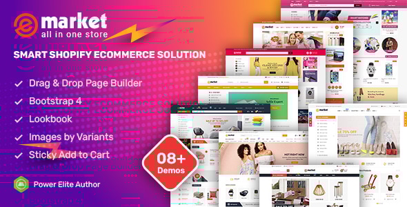 eMarket - Responsive & Multipurpose Sectioned Drag & Drop Bootstrap 4 Shopify Theme - Shopify eCommerce