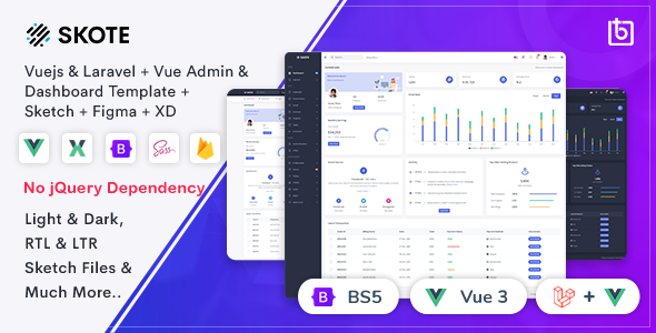 Skote - Vuejs + Laravel Admin & Dashboard Template + Sketch - Admin Templates Site Templates
