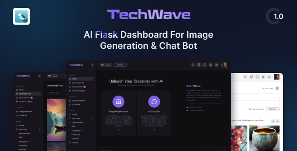 TechWave - AI Flask Dashboard for Image Generation & Chat Bot - Admin Templates Site Templates